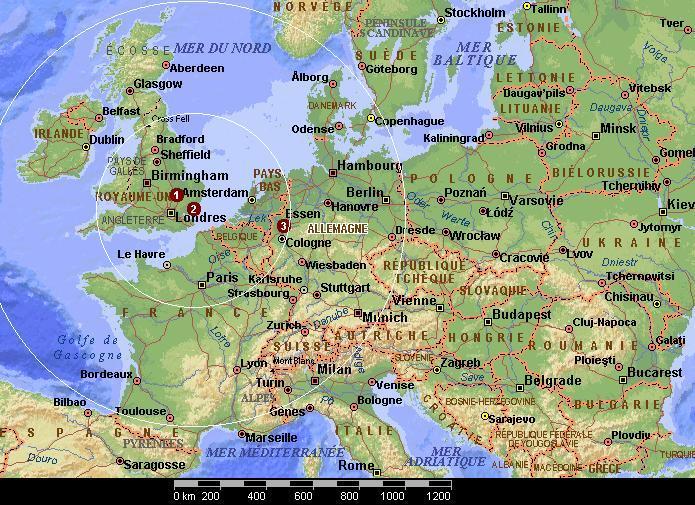 port&eacute;e des stations de guidage Oboe